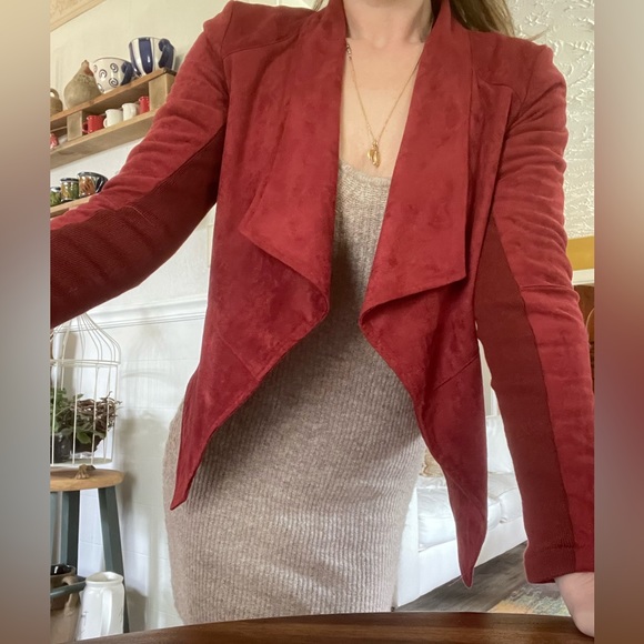 XS BB DAKOTA Womens Faux Suede Open Front Jacket - Picture 9 of 9